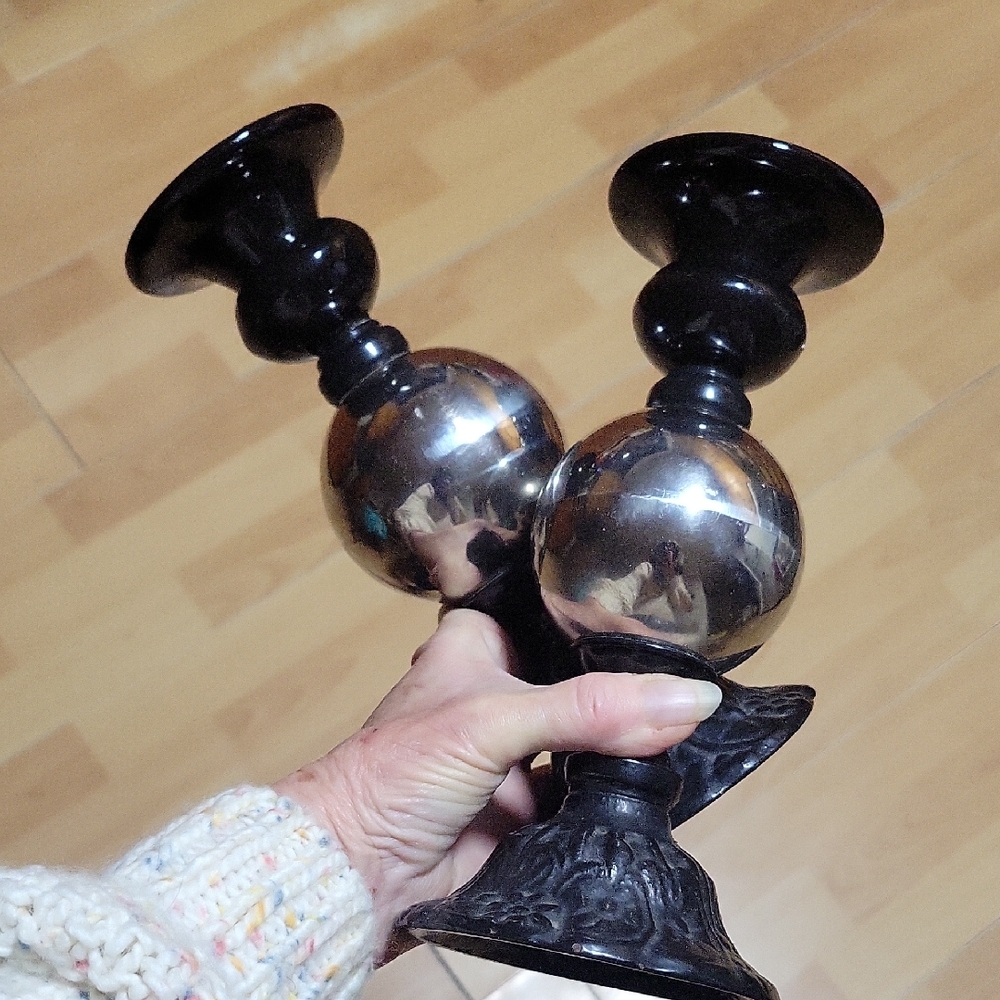 Spectacular Black and Silver Candle Holders~ Ashley Furniture